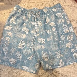 Blue Coral Print Men's Swim trunks